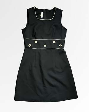 Vintage Wrapper Vintage Black Sleeveless Mini Dress with Floral Appliqués